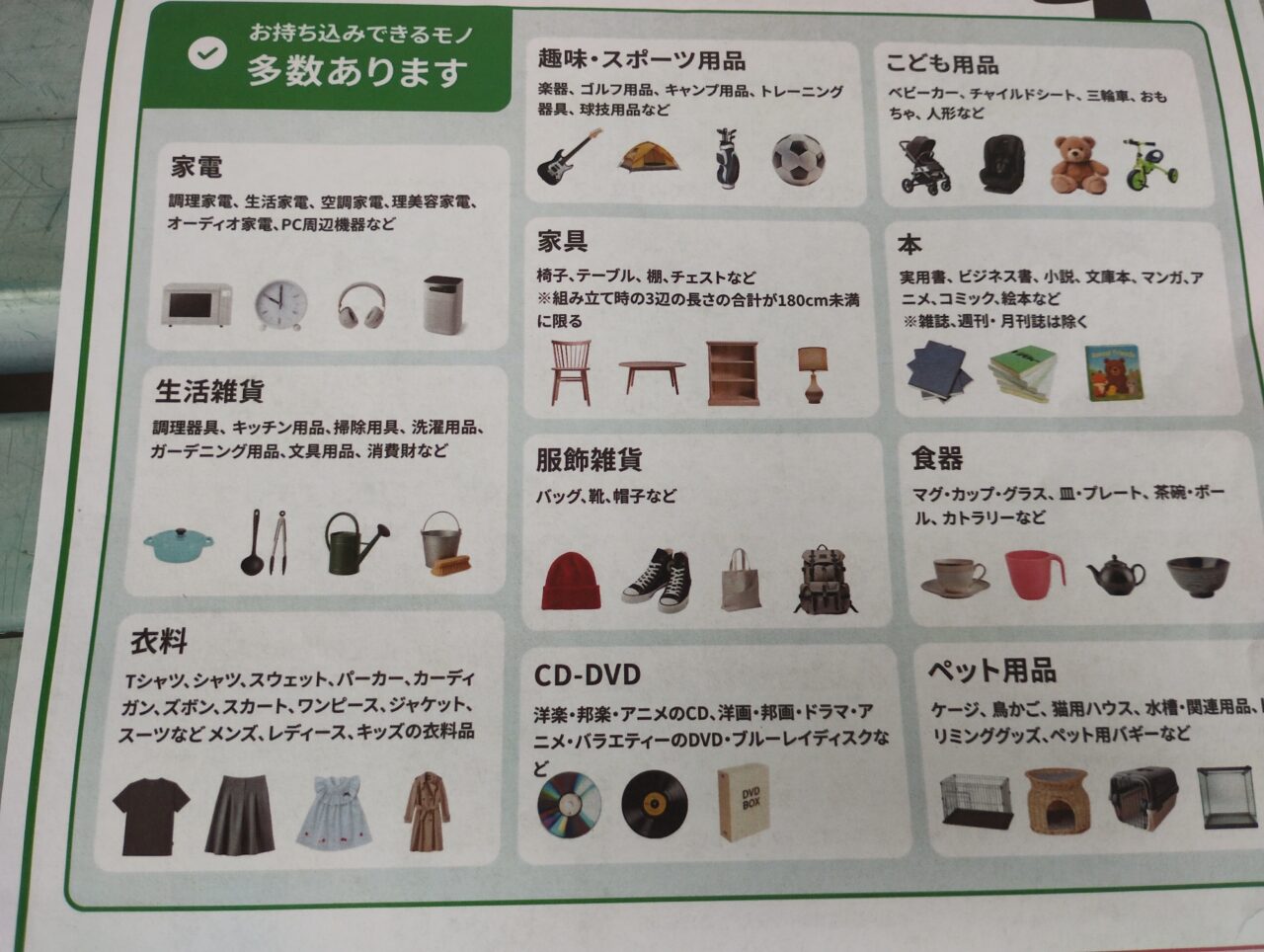 持ち込み可能物